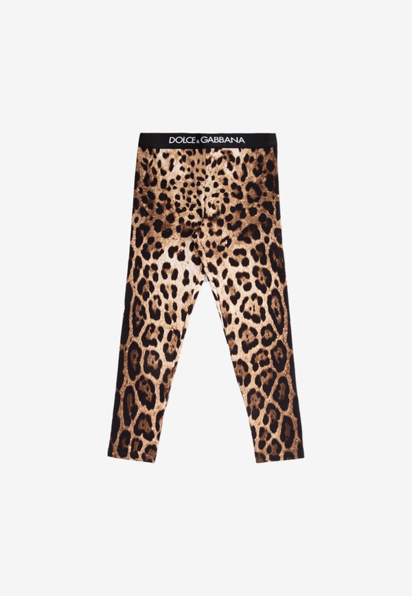 Dolce & Gabbana Kids Girls Leopard Print Leggings Brown L5JP3J FSGQX HY13M