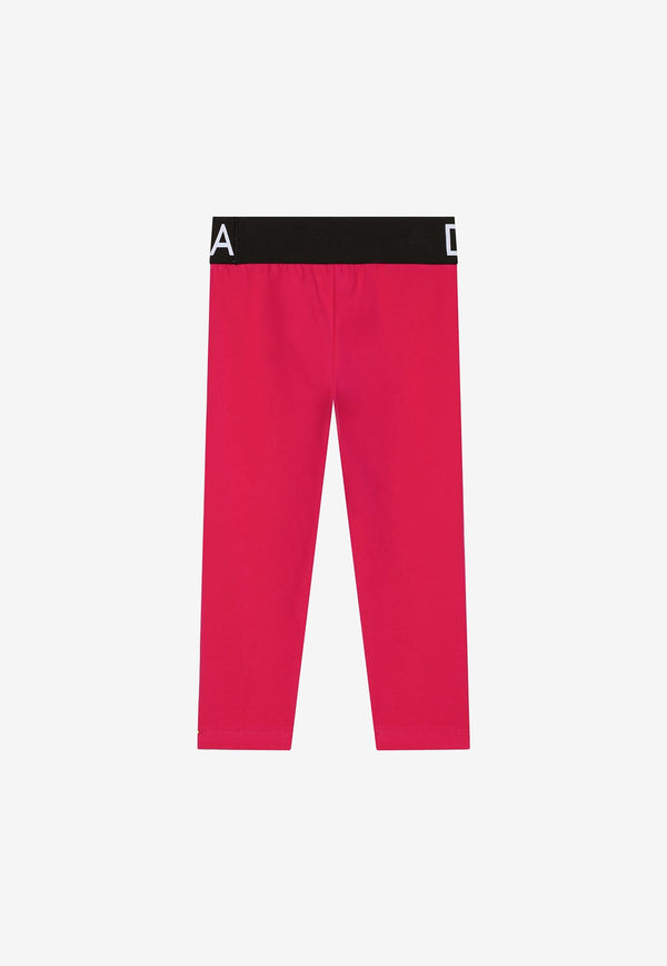 Dolce & Gabbana Kids Girls Logo Waistband Leggings Fuchsia L5JP3J G7E3K F0877