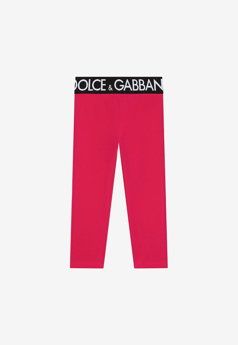 Dolce & Gabbana Kids Girls Logo Waistband Leggings Fuchsia L5JP3J G7E3K F0877