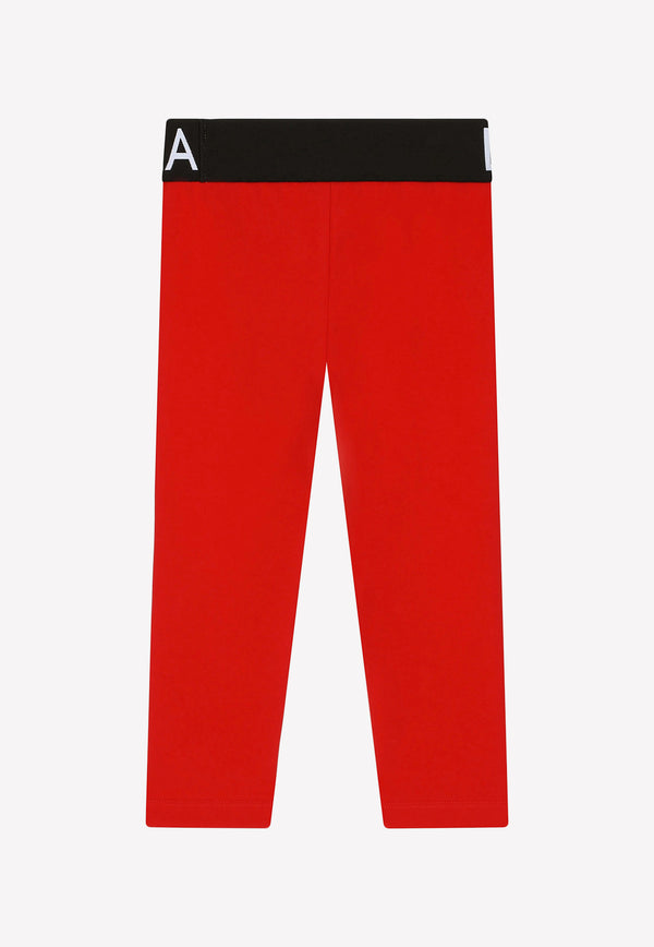 Dolce & Gabbana Kids Girls Interlock Leggings with Branded Waistband Red L5JP3J G7E3K R0156