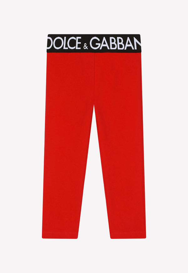 Dolce & Gabbana Kids Girls Interlock Leggings with Branded Waistband Red L5JP3J G7E3K R0156
