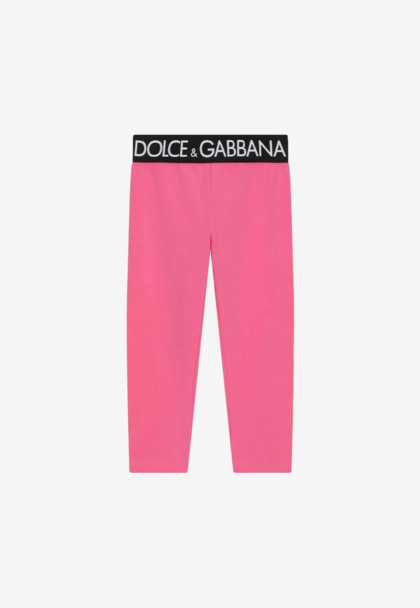Dolce & Gabbana Kids Girls Logo Waistband Leggings Pink L5JP3J G7F9G F0728