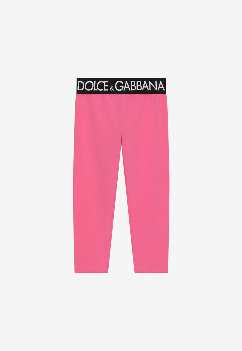 Dolce & Gabbana Kids Girls Logo Waistband Leggings Pink L5JP3J G7F9G F0728