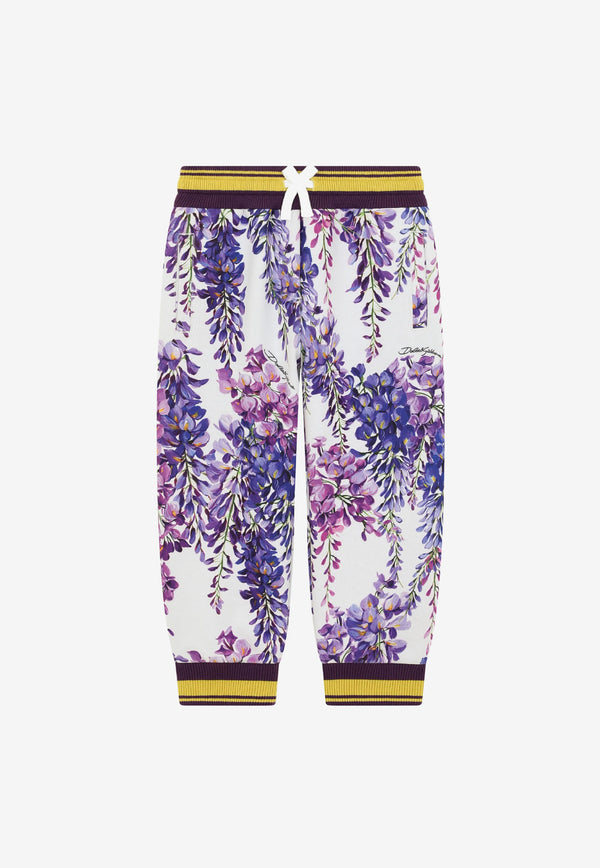 Dolce & Gabbana Kids Girls Wisteria Print Track Pants L5JP8C HS7HN HA3JE Lavender