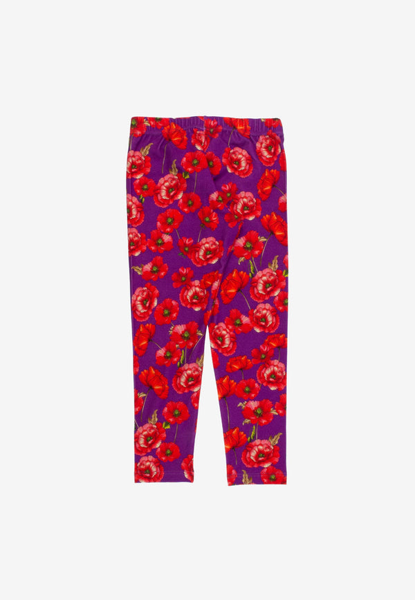 Dolce & Gabbana Kids Girls Poppy Print Interlock Leggings L5JP8E FSGZ5 HP3IW Violet