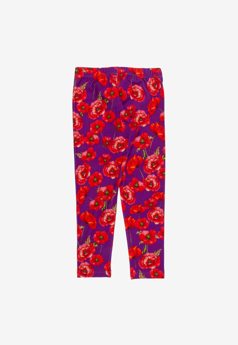 Dolce & Gabbana Kids Girls Poppy Print Interlock Leggings L5JP8E FSGZ5 HP3IW Violet