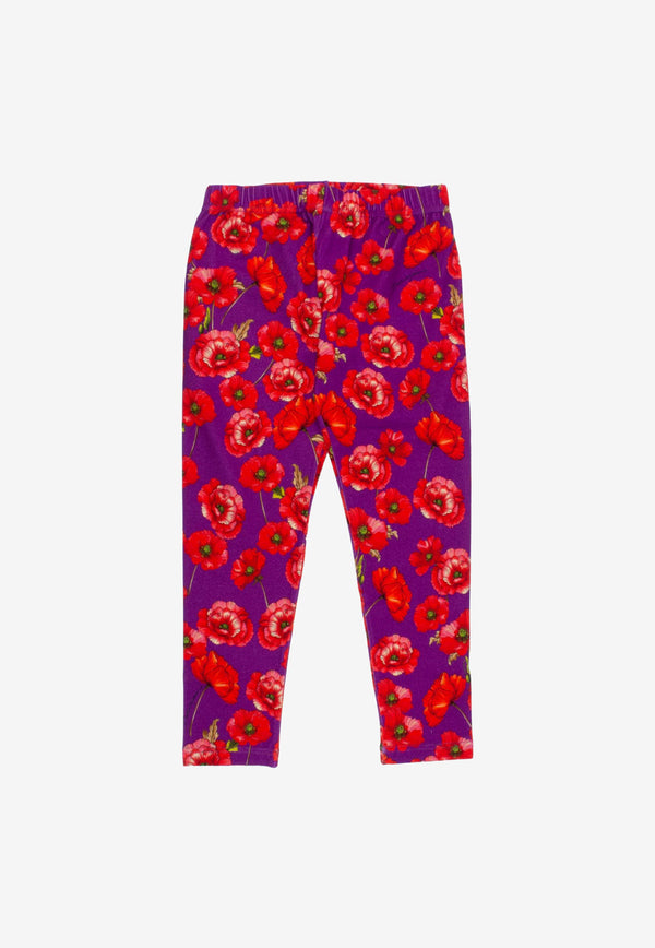 Dolce & Gabbana Kids Girls Poppy Print Interlock Leggings L5JP8E FSGZ5 HP3IW Violet