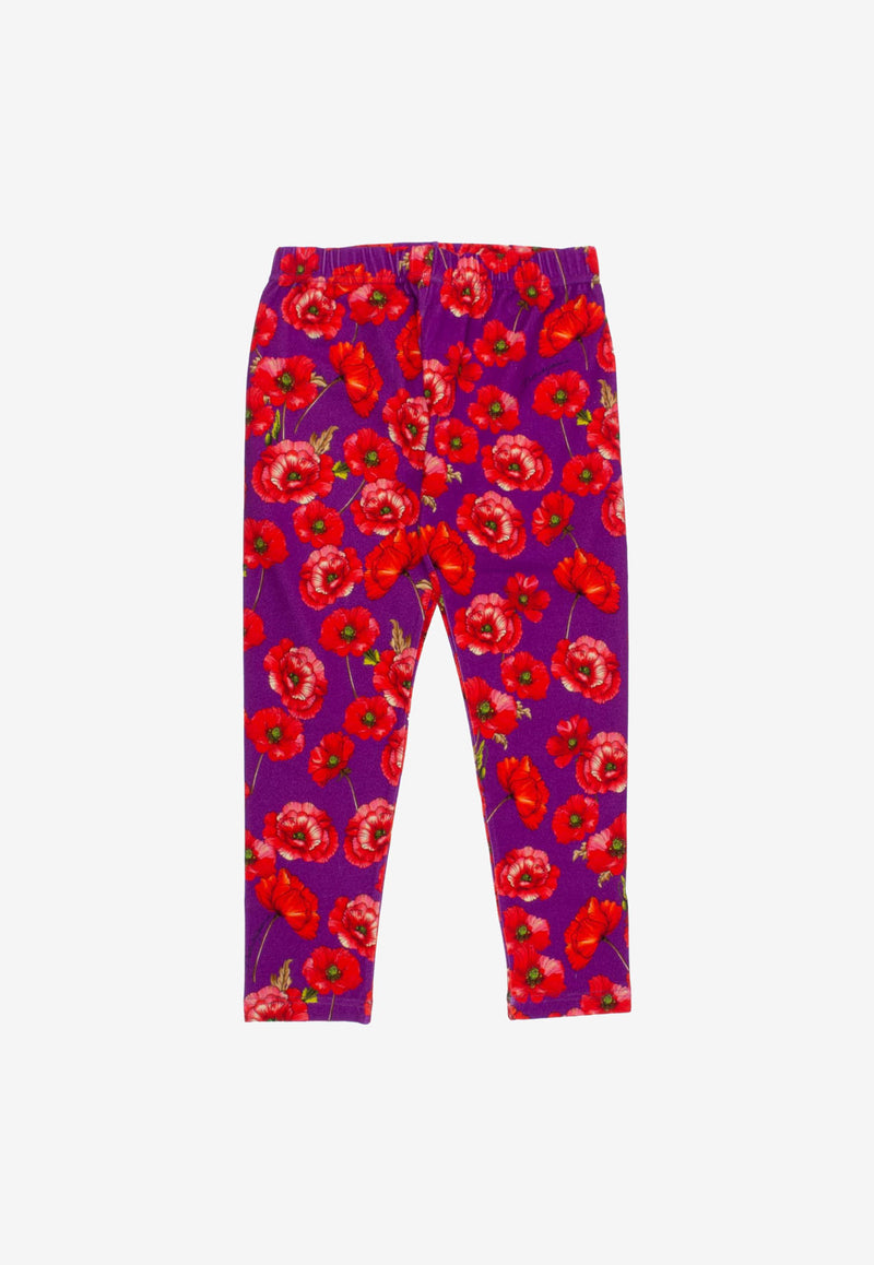 Dolce & Gabbana - Teen Girls Red Poppy Leggings