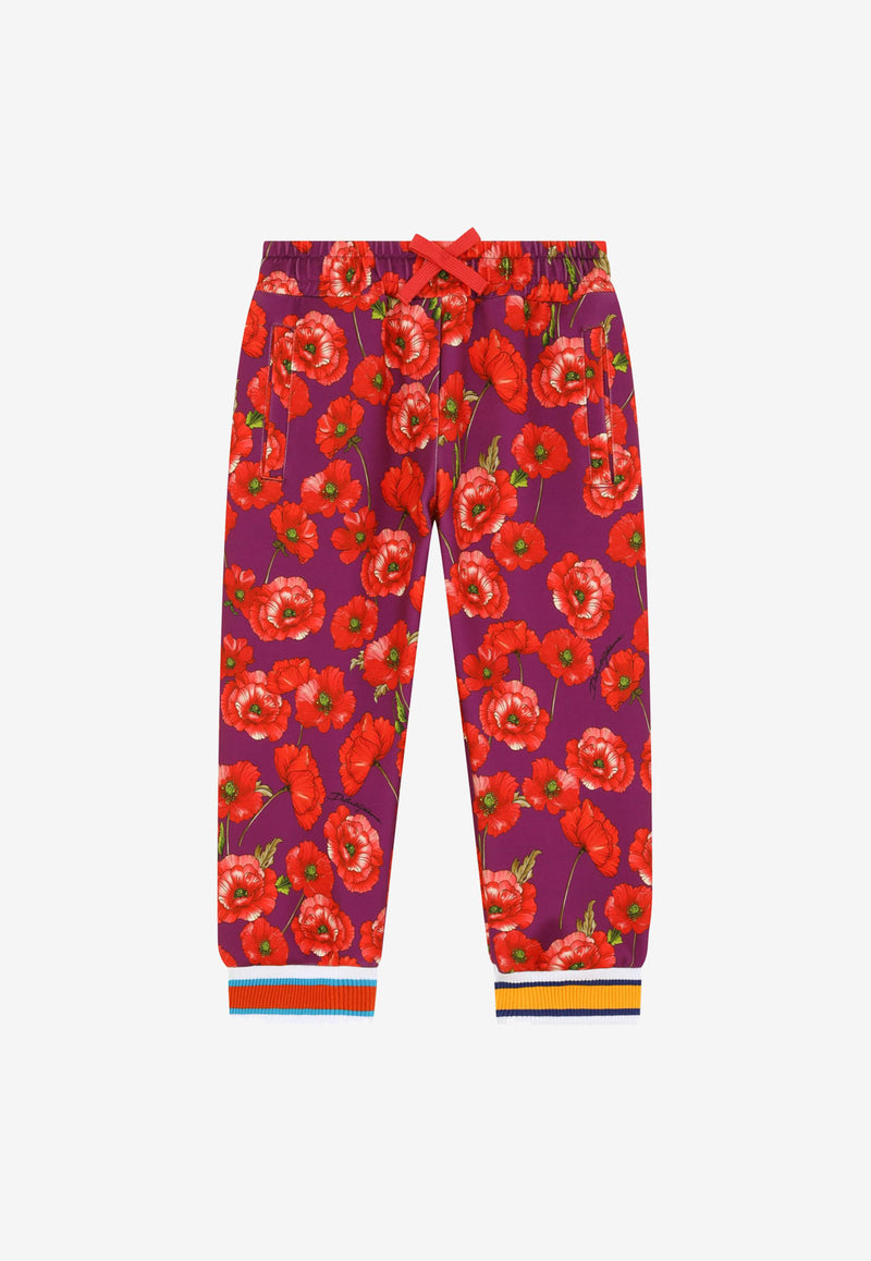 Dolce & Gabbana Kids Girls Poppy Print Track Pants L5JP8M HS7HM HP3IW Violet