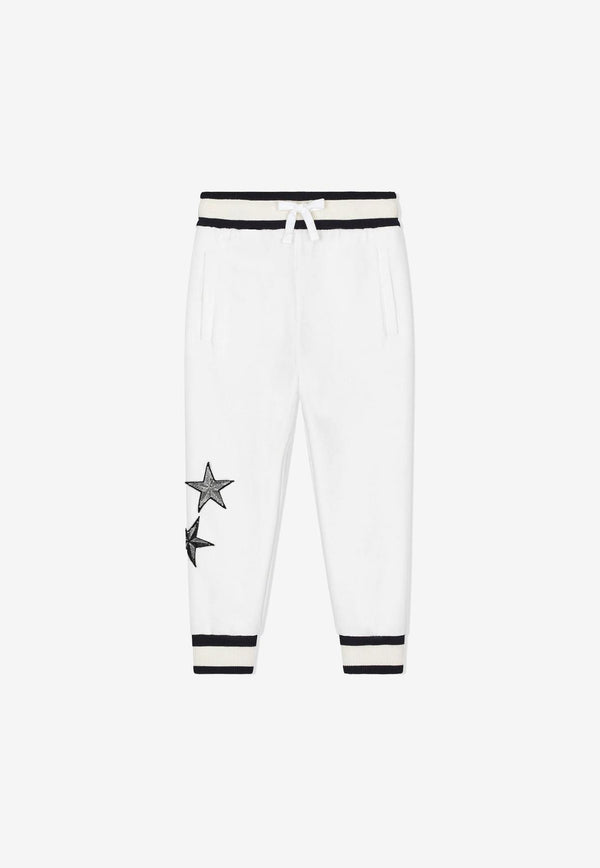 Dolce & Gabbana Kids Girls Star Patch Track Pants White L5JP8Y G7DY6 W0111
