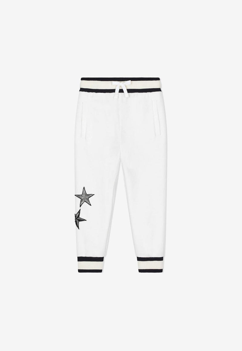 Dolce & Gabbana Kids Girls Star Patch Track Pants White L5JP8Y G7DY6 W0111