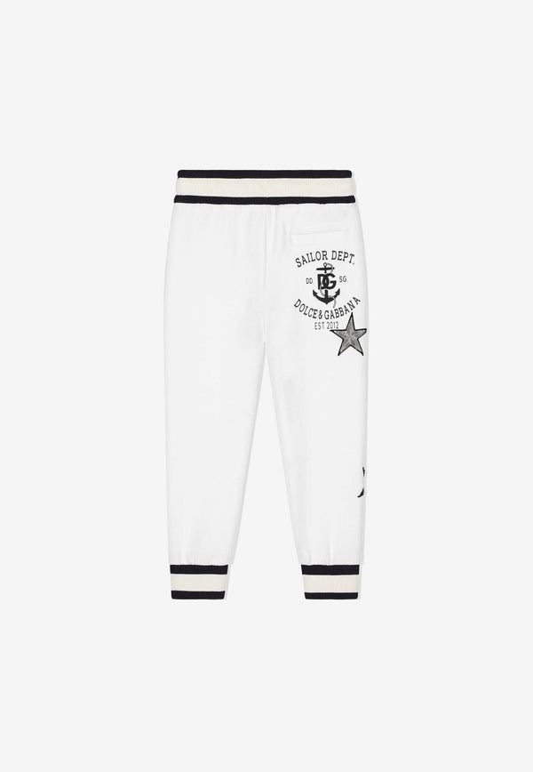 Dolce & Gabbana Kids Girls Star Patch Track Pants White L5JP8Y G7DY6 W0111