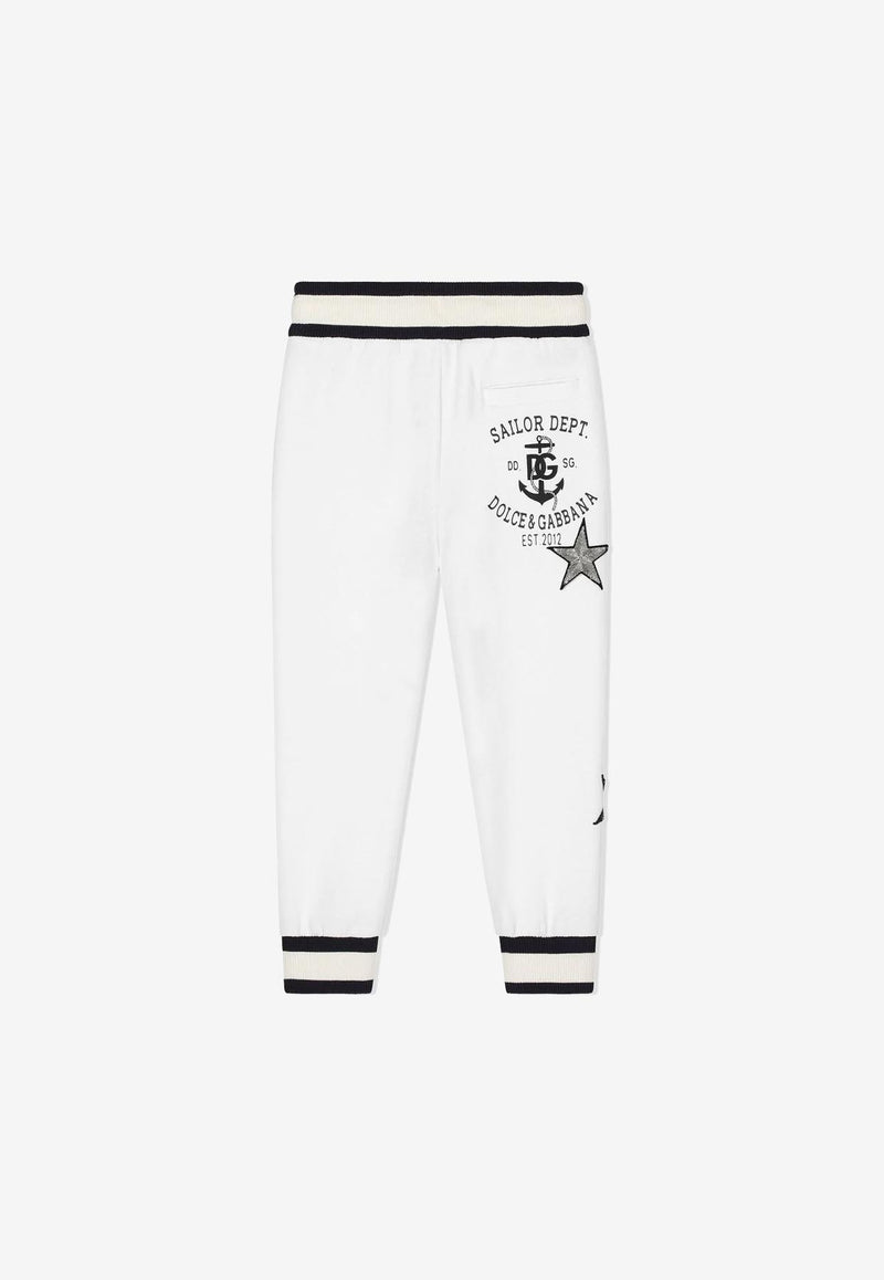 Dolce & Gabbana Kids Girls Star Patch Track Pants White L5JP8Y G7DY6 W0111