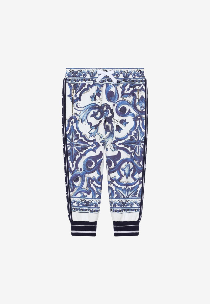Dolce & Gabbana Kids Girls Majolica Print Track Pants Blue L5JP9B G7EX5 HH3TN