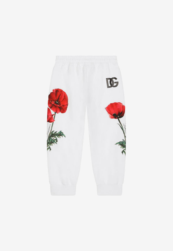 Dolce & Gabbana Kids Girls Poppy Patch Track Pants White L5JP9T G7G9P W0800