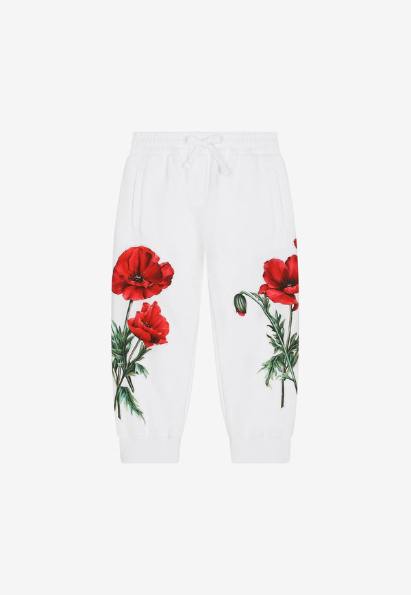 Dolce & Gabbana Kids Girls Poppy Patch Track Pants White L5JP9T G7G9P W0800