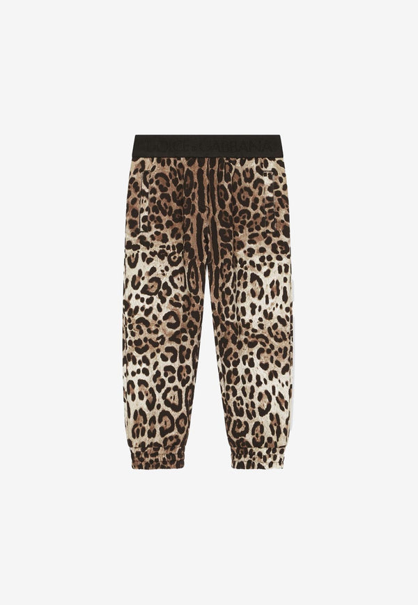 Dolce & Gabbana Kids Girls Leopard Print Track Pants Brown L5JP9Z G7H7X HA93M