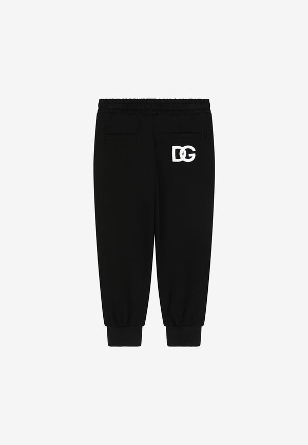 Dolce & Gabbana Kids Girls Track Pants with DG Logo Patch Black L5JPA6 G7I0H N0000