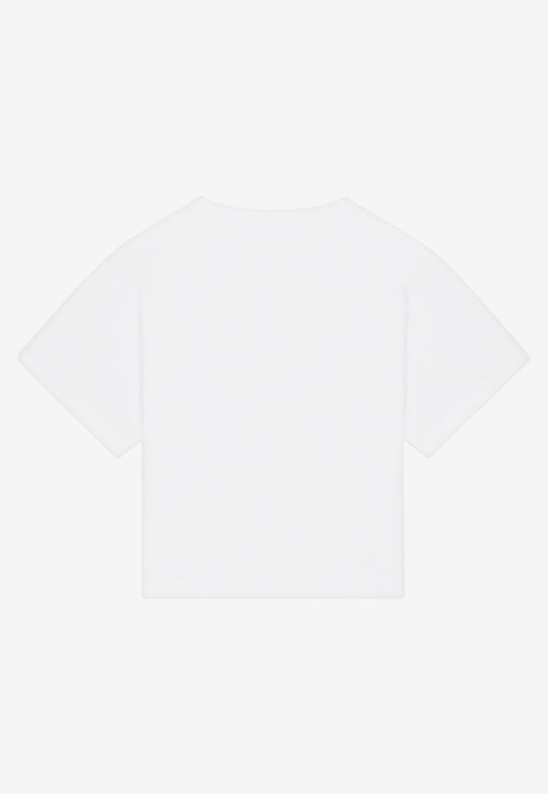 Dolce & Gabbana Kids Girls Bellissima Logo Print T-shirt L5JTAZ G7CF8 W0800 White