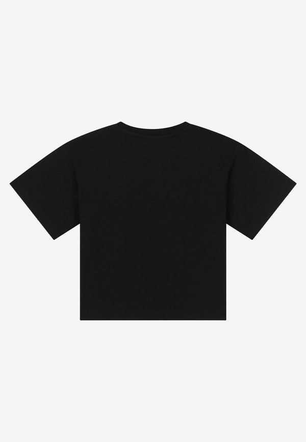 Dolce & Gabbana Kids Girls 'Am I DG Enough' Print T-shirt Black L5JTHW G7C6L N0000