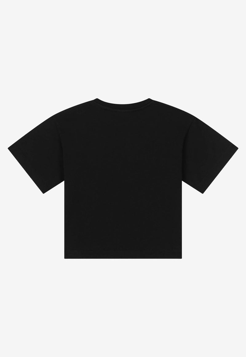 Dolce & Gabbana Kids Girls 'Am I DG Enough' Print T-shirt Black L5JTHW G7C6L N0000