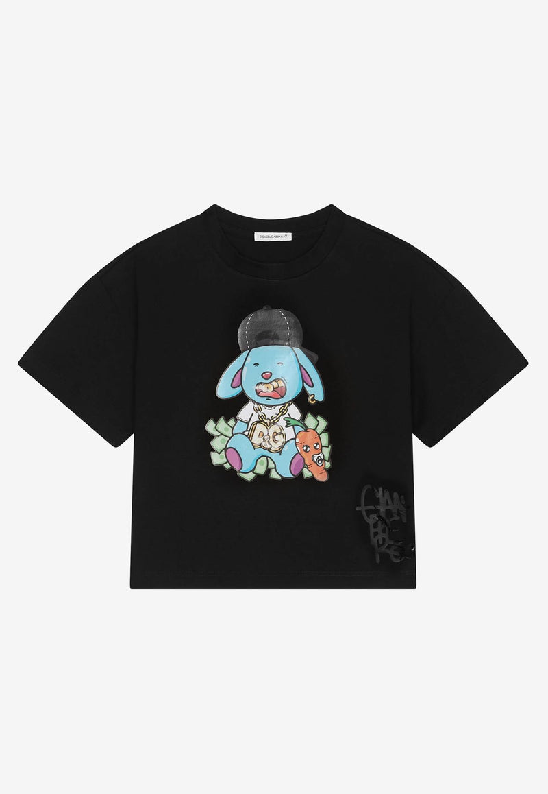 Dolce & Gabbana Kids Girls Gianpiero D’Alessandro Print T-shirt Black L5JTHX G7F9I N0000