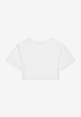 Dolce & Gabbana Kids Girls Floral Print Cropped T-shirt White L5JTHY G7G9M W0800