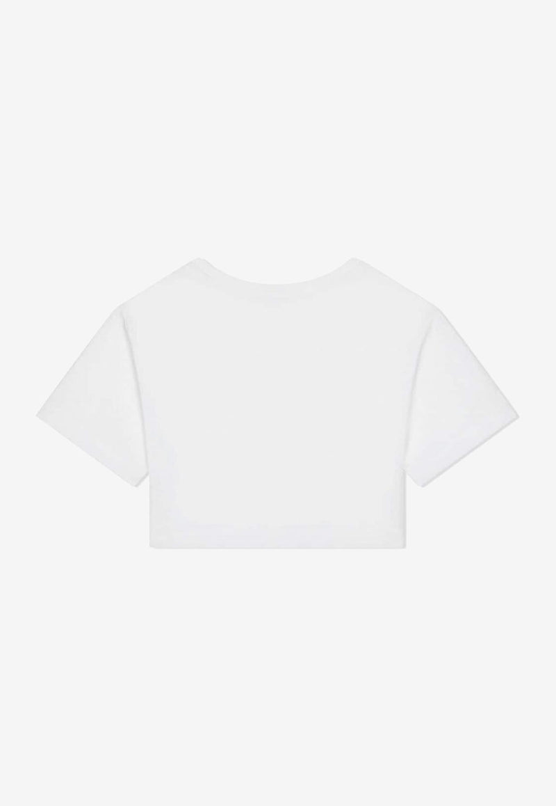 Dolce & Gabbana Kids Girls Floral Print Cropped T-shirt White L5JTHY G7G9M W0800