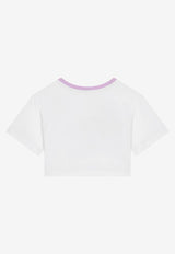 Dolce & Gabbana Kids Girls DG Logo Patch Cropped T-shirt White L5JTHY G7I0Y HW4NK