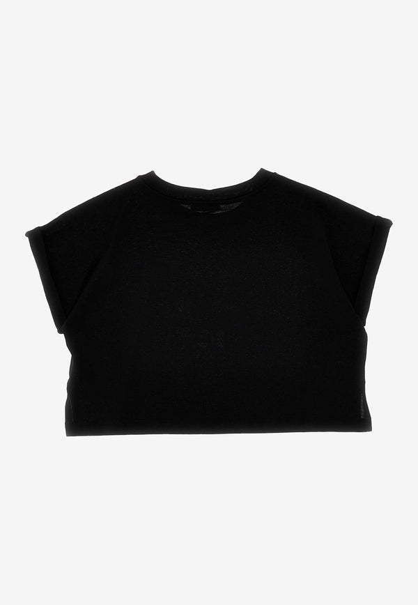Dolce & Gabbana Kids Girls DG Milano Cropped T-shirt Black L5JTIH G7I0L N0000