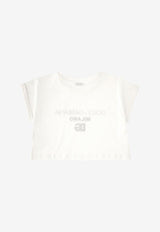 Dolce & Gabbana Kids Girls DG Milano Cropped T-shirt White L5JTIH G7I0L W0800