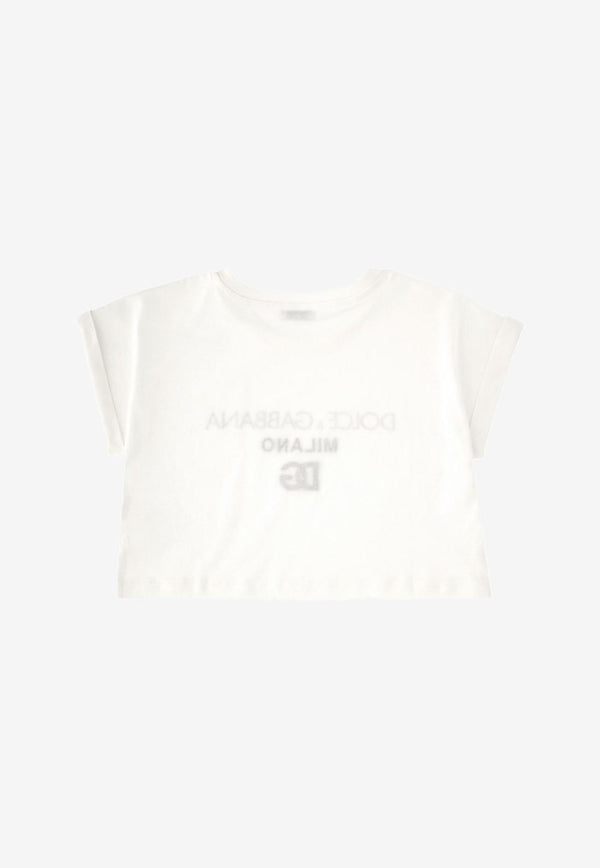 Dolce & Gabbana Kids Girls DG Milano Cropped T-shirt White L5JTIH G7I0L W0800