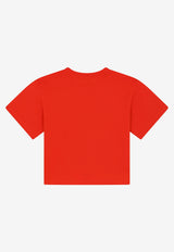 Dolce & Gabbana Kids Girls DG Embroidered T-shirt Orange L5JTIV G7CD6 A1683