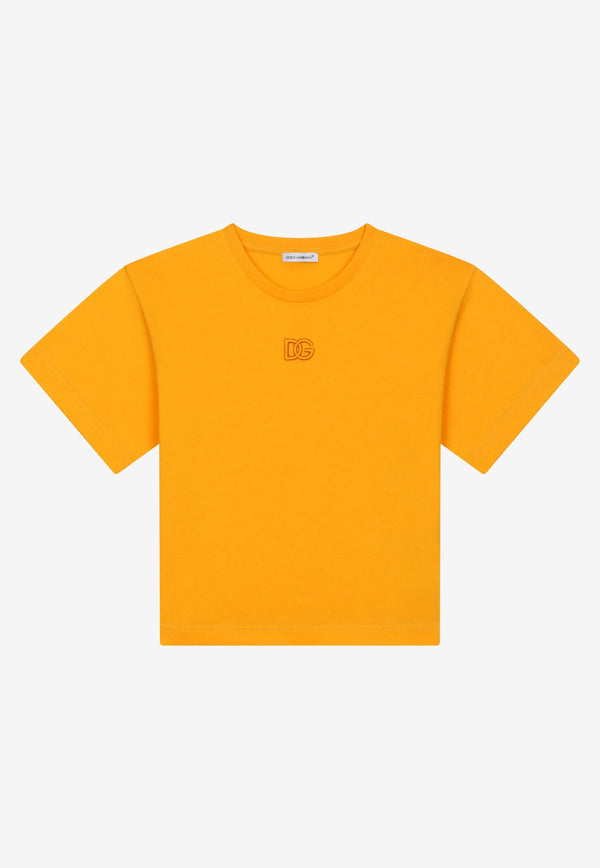 Dolce & Gabbana Kids Girls DG Embroidered T-shirt Yellow L5JTIV G7CD6 C0362