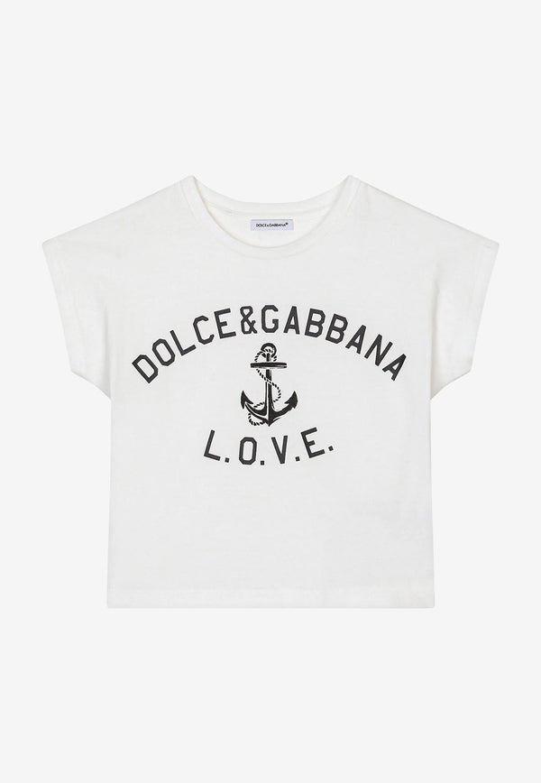 Dolce & Gabbana Kids Girls Love Print Sleeveless T-shirt White L5JTJJ G7D1R W0111