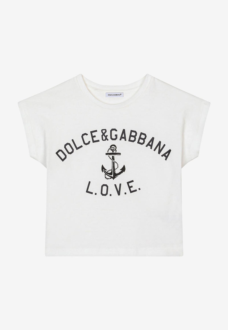 Dolce & Gabbana Kids Girls Love Print Sleeveless T-shirt White L5JTJJ G7D1R W0111