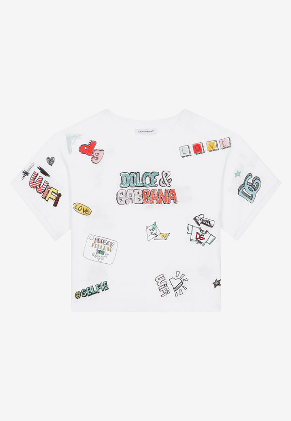 Dolce & Gabbana Kids Kids Smemo Print T-shirt White L5JTJT G7E0N HW3VG