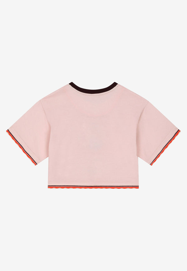 Dolce & Gabbana Kids Girls Orange Print T-shirt Pink L5JTJY G7E1E HF4AN