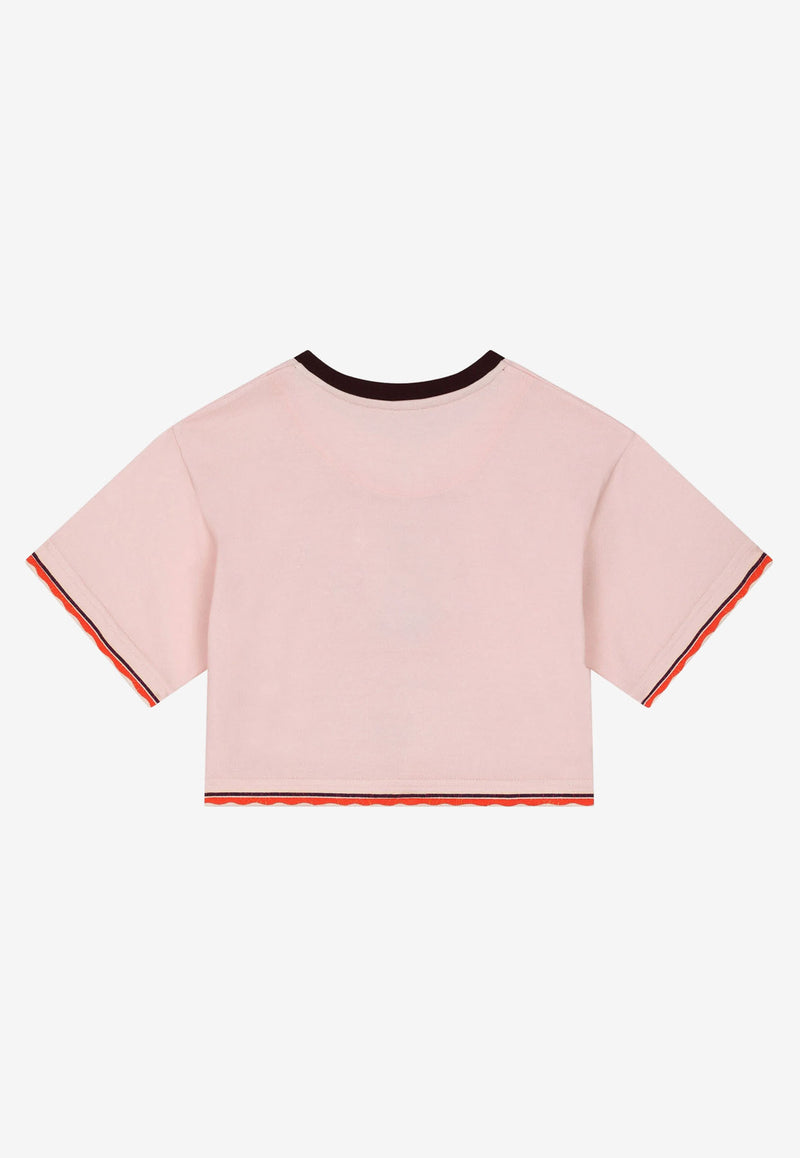 Dolce & Gabbana Kids Girls Orange Print T-shirt Pink L5JTJY G7E1E HF4AN