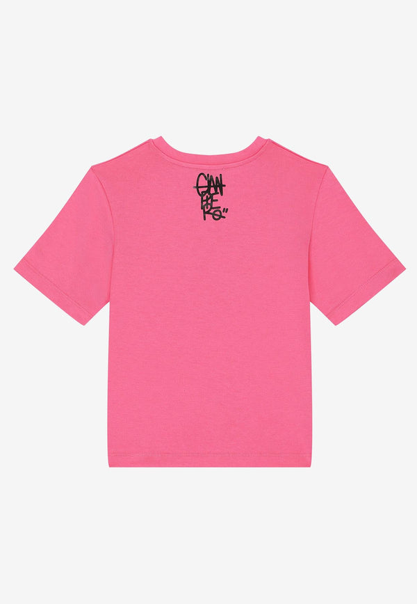 Dolce & Gabbana Kids Girls Gianpiero D’Alessandro DG Print T-shirt Pink L5JTKH G7F9K F0728