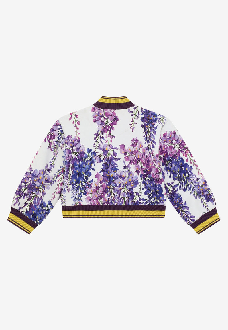 Dolce & Gabbana Kids Girls Wisteria Print Bomber Jacket Lavender L5JW5P HS7HN HA3JE