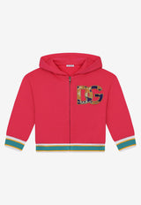 Dolce & Gabbana Kids Girls Brocade DG Patch Zip Hoodie Fuchsia L5JW6L G7CGJ F0382