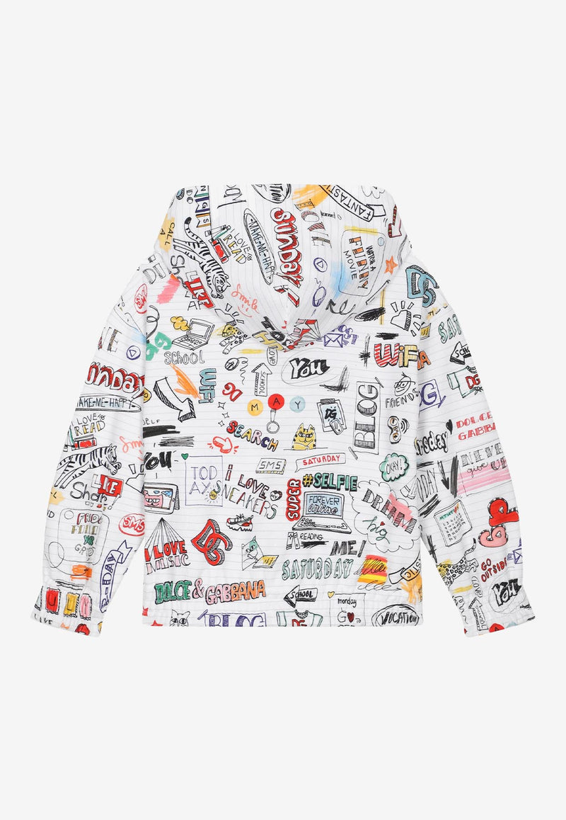 Dolce & Gabbana Kids Girls Smemo Print Zip-Up Hoodie Multicolor L5JW6N HS7I9 HW3VG