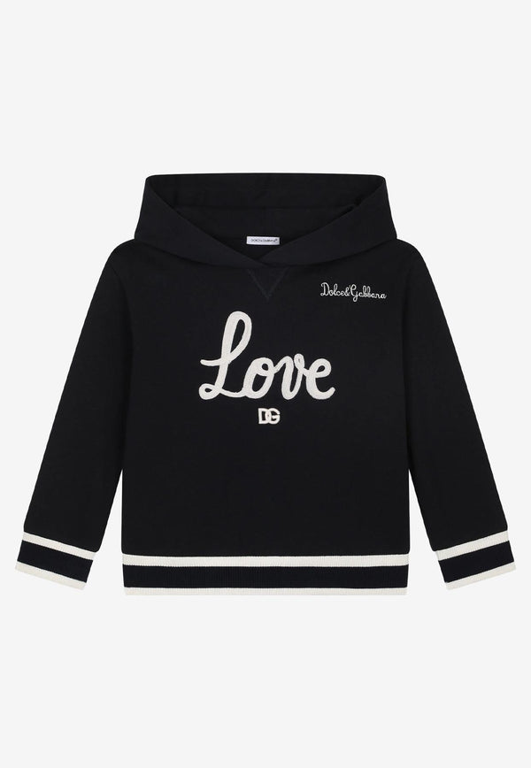 Dolce & Gabbana Kids Girls Love Embroidered Hoodie Navy L5JW6Q G7DY7 B0665