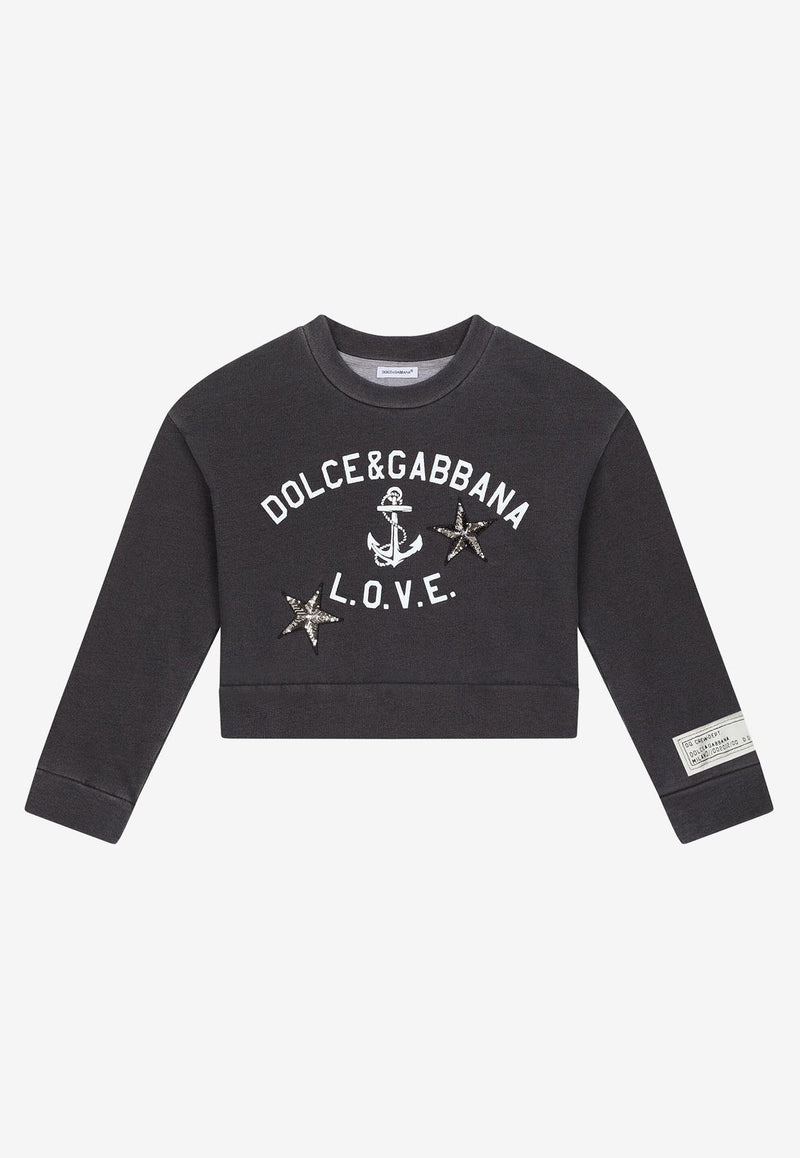 Dolce & Gabbana Kids Girls Love Print Sweatshirt Blue L5JW6R G7D2D B0665