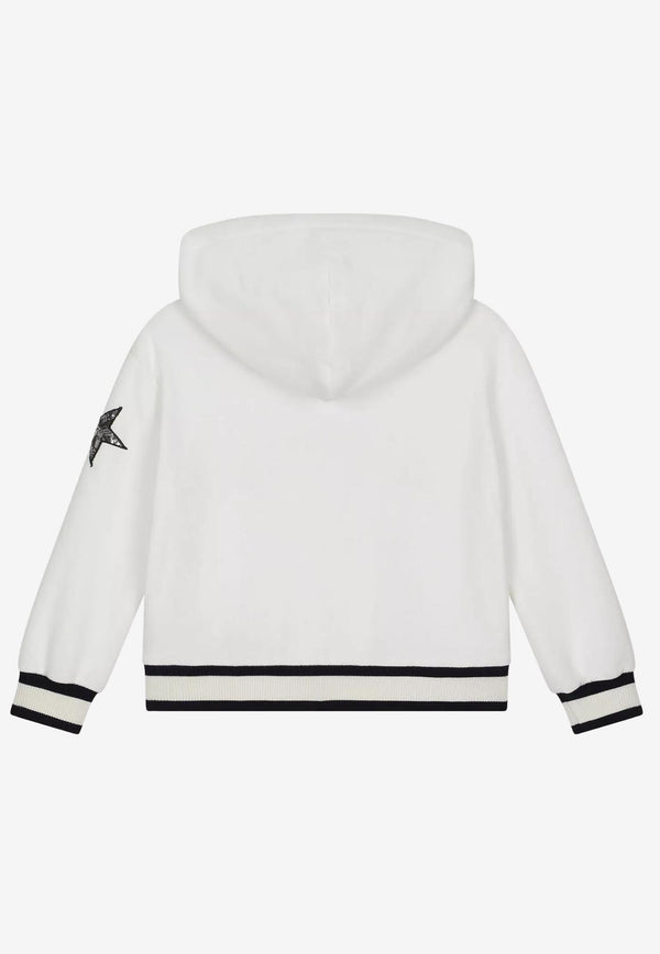 Dolce & Gabbana Kids Girls Star Patch Zip-Up Hoodie White L5JW6Y G7DY6 W0111