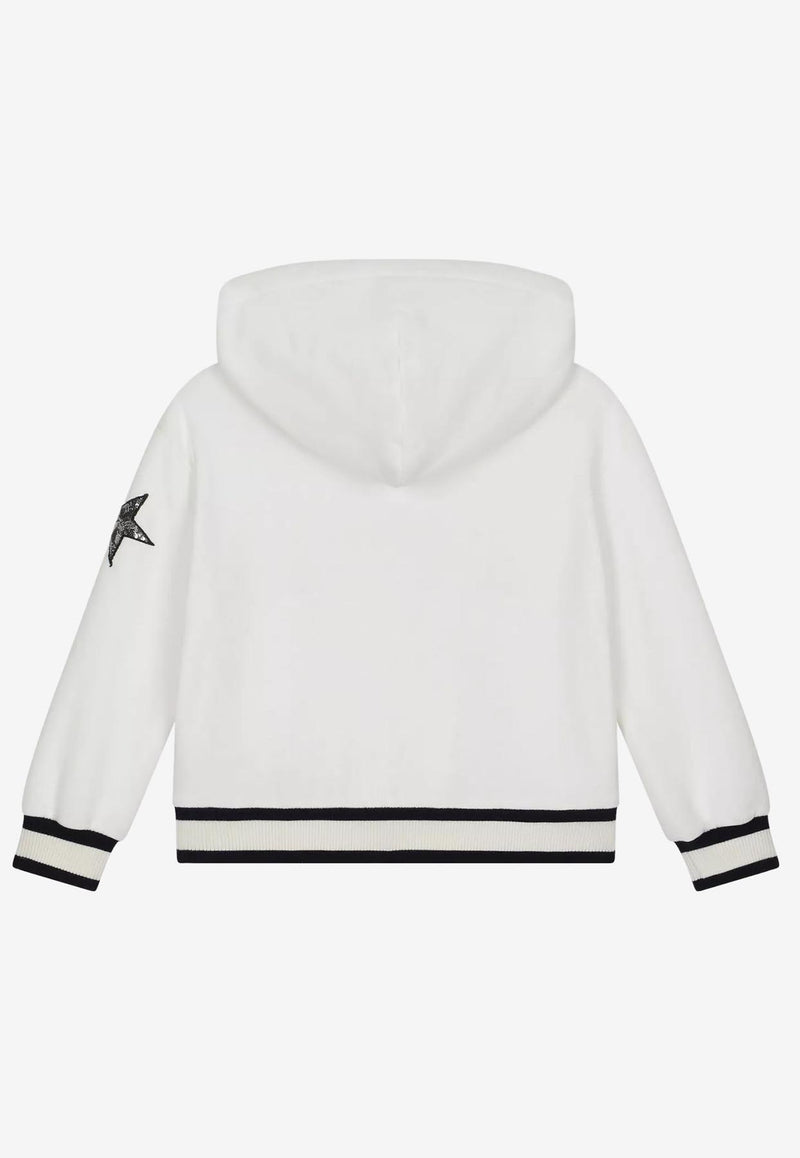 Dolce & Gabbana Kids Girls Star Patch Zip-Up Hoodie White L5JW6Y G7DY6 W0111