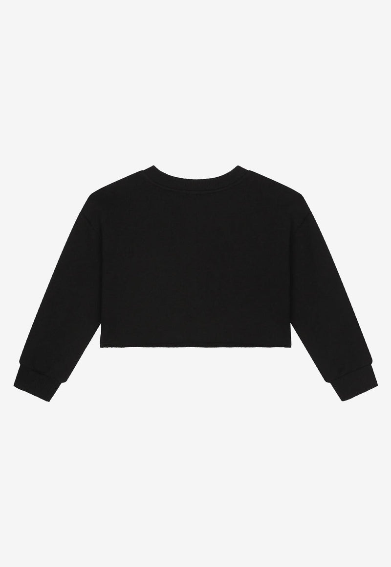 Dolce & Gabbana Kids Girls DG Milano Embroidered Sweatshirt Black L5JW7M G7F0U N0000