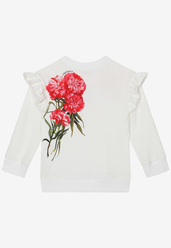 Dolce & Gabbana Kids Girls Carnation Print Logo Sweatshirt White L5JW7Y G7G9U HA3VL