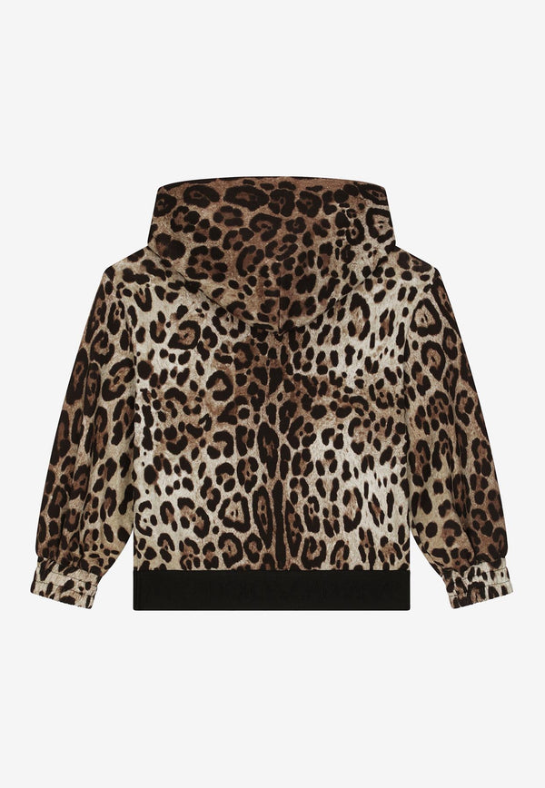 Dolce & Gabbana Kids Girls Leopard Print Zip-Up Hoodie Brown L5JW8G G7H7X HA93M